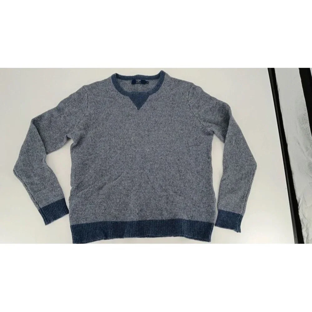 J.Crew XL 100% Lambswool Sweater Blue Gray Textured Knit Dolman Boatneck